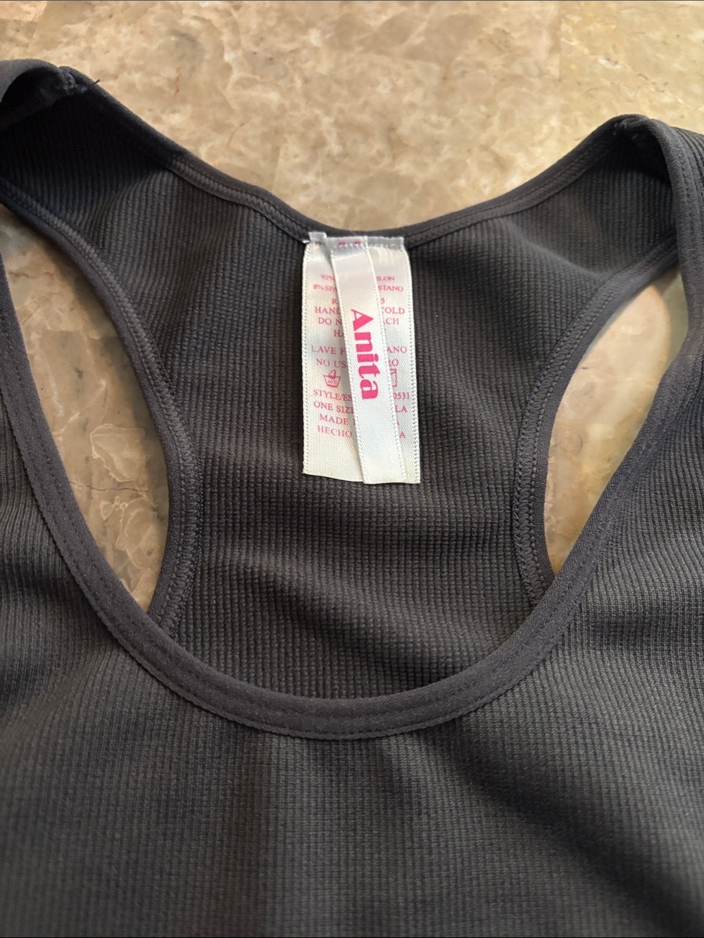 Athleta Charcoal Ribbed Racerback Tank - Picture 3 of 3